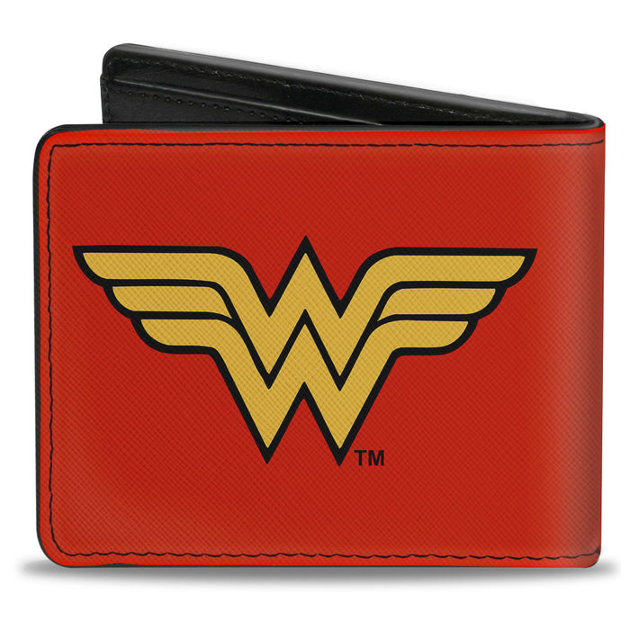 Bi-Fold Wallet - Wonder Woman Logo Red Black Gold Bi-Fold Wallets DC Comics   
