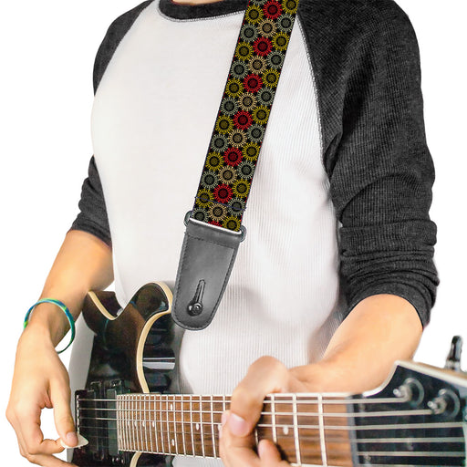 Guitar Strap - Aboriginal Black Cream Multi Color Guitar Straps Buckle-Down   