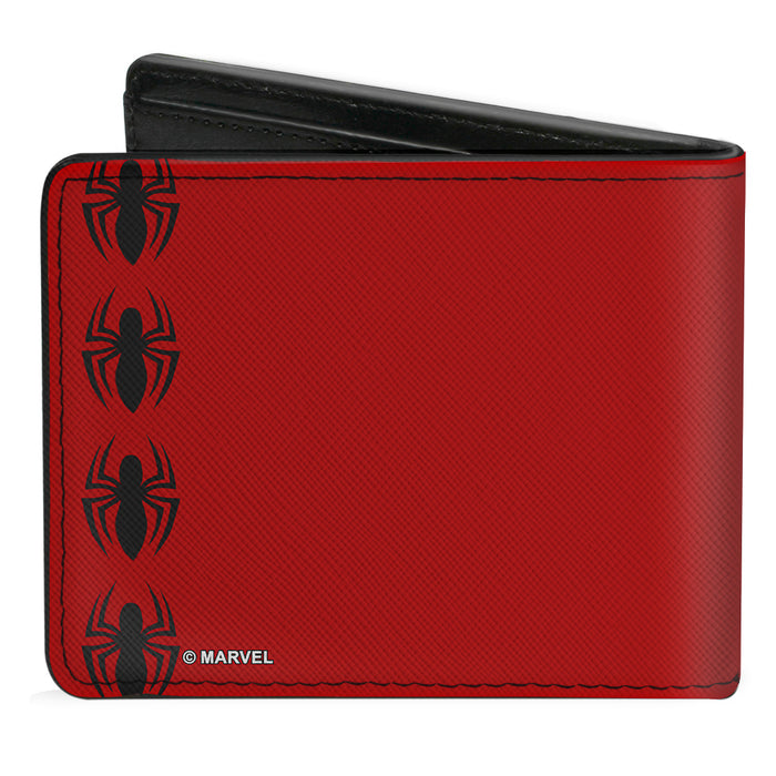 ULTIMATE SPIDER-MAN Bi-Fold Wallet - Spider-Man Face CLOSE-UP + Spiders Red Black Bi-Fold Wallets Marvel Comics   