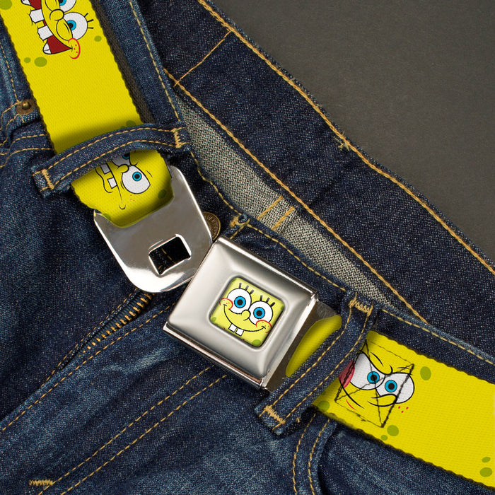 SpongeBob Face CLOSE-UP Full Color Seatbelt Belt - SpongeBob Expressions Yellow Webbing Seatbelt Belts Nickelodeon   