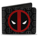 MARVEL DEADPOOL Bi-Fold Wallet - Deadpool Logo Centered Monogram Black Gray Red White Bi-Fold Wallets Marvel Comics   