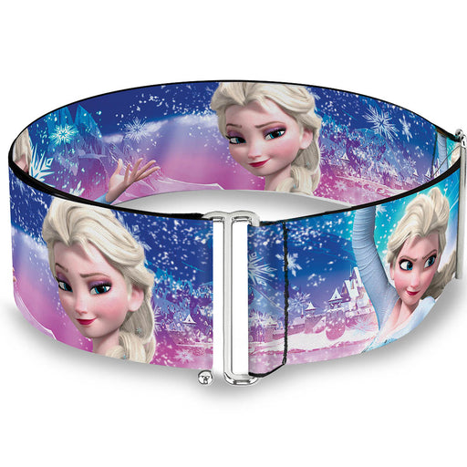 Cinch Waist Belt - Elsa the Snow Queen Poses Castle & Snowy Mountains Blue-Pink Fade Womens Cinch Waist Belts Disney   