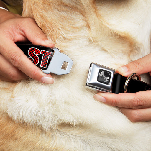 Dog Bone Seatbelt Buckle Collar - STEEZ Black/Checker Black/Red Seatbelt Buckle Collars Buckle-Down   