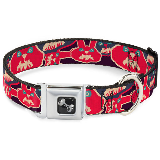 Dog Bone Seatbelt Buckle Collar - Angry Bunnies CLOSE-UP Purple/Red/Blue Seatbelt Buckle Collars Buckle-Down   