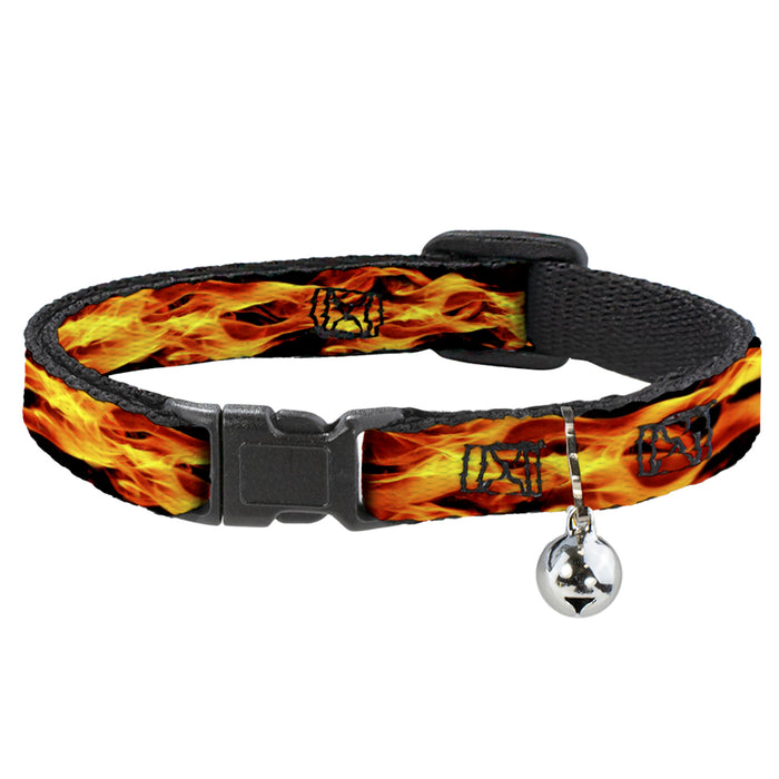 Cat Collar Breakaway - Flames Vivid Black Orange Breakaway Cat Collars Buckle-Down   