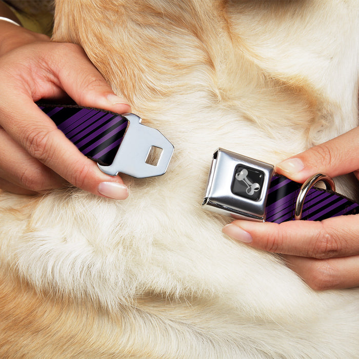 Dog Bone Seatbelt Buckle Collar - Diagonal Stripes Purples Seatbelt Buckle Collars Buckle-Down   