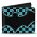 Bi-Fold Wallet - BATMAN Bat Logo Close-Up Checker Teal Black Bi-Fold Wallets DC Comics   