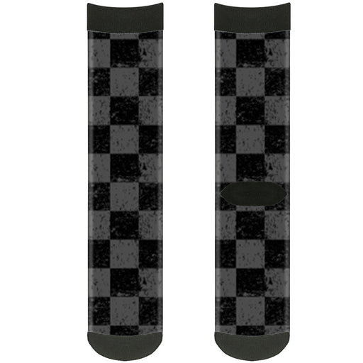 Sock Pair - Polyester - Checker Weathered2 Black Gray - CREW Socks Buckle-Down   