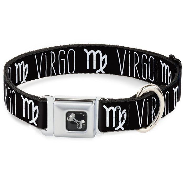 Dog Bone Seatbelt Buckle Collar - Zodiac VIRGO/Symbol Black/White Seatbelt Buckle Collars Buckle-Down   
