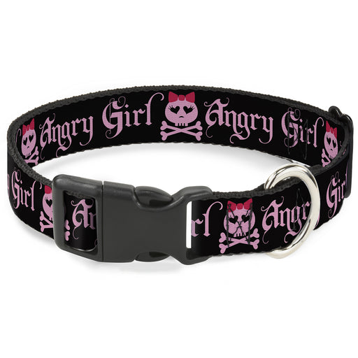 Plastic Clip Collar - Angry Girl Black/Pink Plastic Clip Collars Buckle-Down   