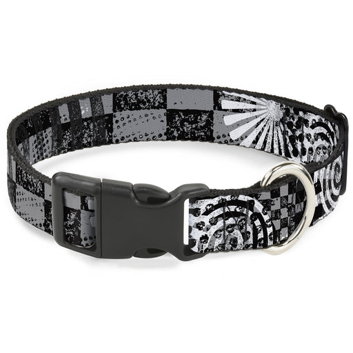 Plastic Clip Collar - Grunge Chaos Black/White Plastic Clip Collars Buckle-Down   