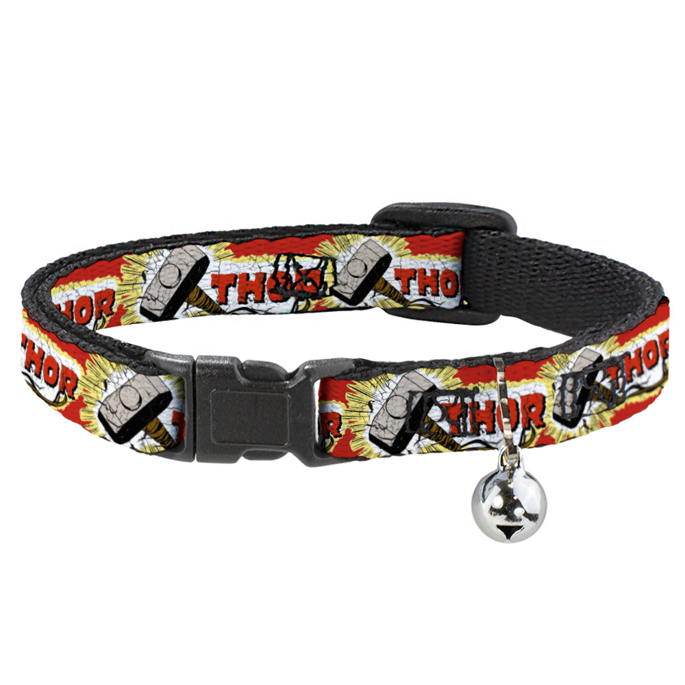 Buckle-Down Dog Collar Seatbelt Buckle Thor Hammer Red Yellow