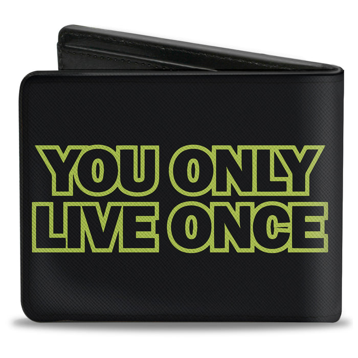 Bi-Fold Wallet - YOU ONLY LIVE ONCE Black Neon Green Bi-Fold Wallets Buckle-Down   