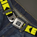 BD Wings Logo CLOSE-UP Full Color Black Silver Seatbelt Belt - LIKE A BOSS Black/Yellow Webbing Seatbelt Belts Buckle-Down   