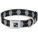 Dog Bone Seatbelt Buckle Collar - Skull Candy Black/Gray/White Seatbelt Buckle Collars Buckle-Down   