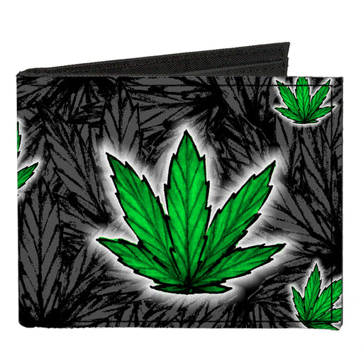 Canvas Bi-Fold Wallet - Marijuana Haze Black Canvas Bi-Fold Wallets Buckle-Down   