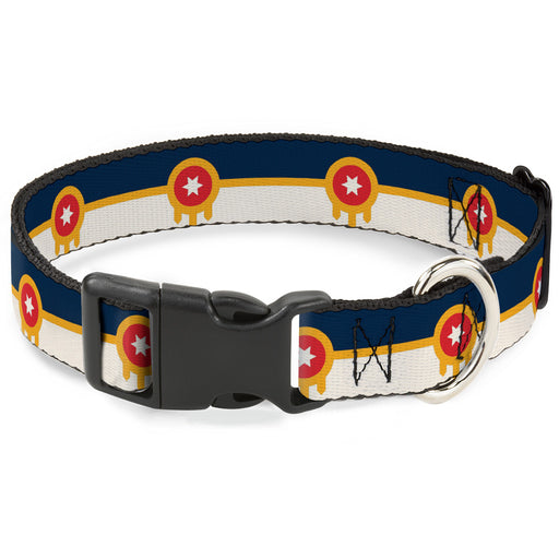 Plastic Clip Collar - Tulsa Oklahoma City Flag Navy Blue/Gold/Red/Beige Plastic Clip Collars Buckle-Down   