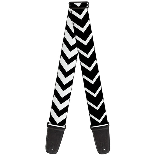 Guitar Strap - Chevron2 White Black Guitar Straps Buckle-Down   