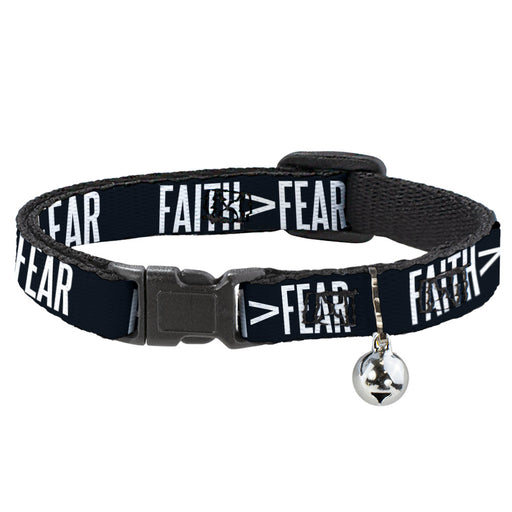 Cat Collar Breakaway with Bell - FAITH Greater Than FEAR Navy Blue White Breakaway Cat Collars Buckle-Down   