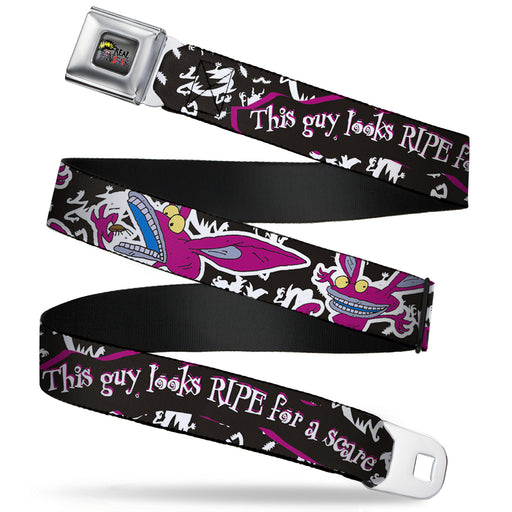 AAAHH!!! REAL MONSTERS Logo Full Color Black Fade Seatbelt Belt - Ickis THIS GUY LOOKSRIPE FOR A SCARE Black/White/Purples Webbing Seatbelt Belts Nickelodeon   