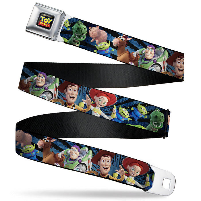 TOY STORY Logo Full Color Black Seatbelt Belt - Toy Story Characters Running2 Denim Rays Webbing Seatbelt Belts Disney   
