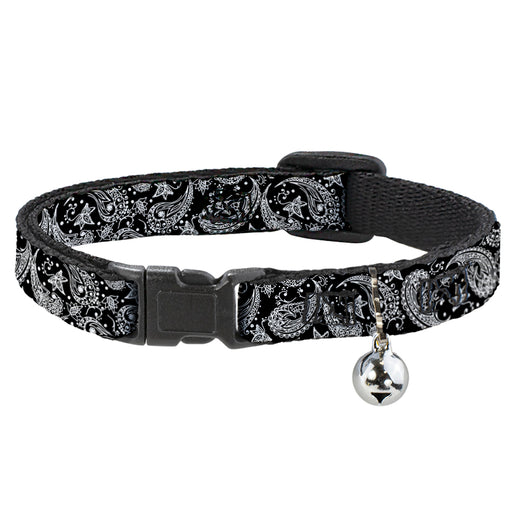 Cat Collar Breakaway - Floral Paisley Black White Breakaway Cat Collars Buckle-Down   