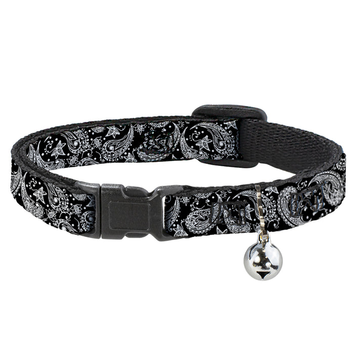 Cat Collar Breakaway - Floral Paisley Black White Breakaway Cat Collars Buckle-Down   