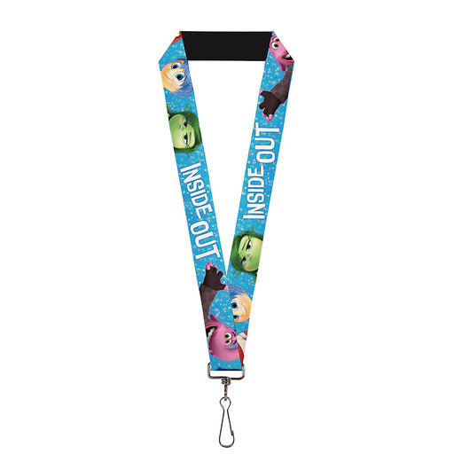 Lanyard - 1.0" - INSIDE OUT 6-Character Pose Sparkle Blue White Lanyards Disney   