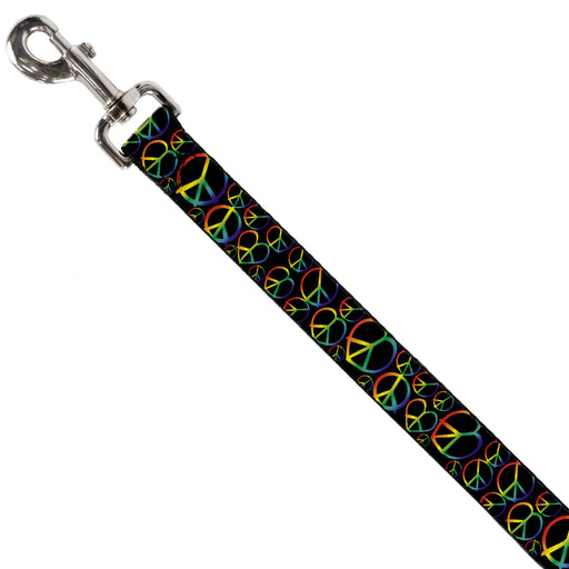 Dog Leash - Peace Heart Black/Rainbow Ombre Dog Leashes Buckle-Down   