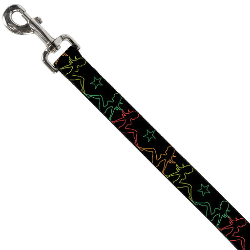 Dog Leash - Mud Flap Girls w/Star Outline Black/Multi Color Dog Leashes Buckle-Down   