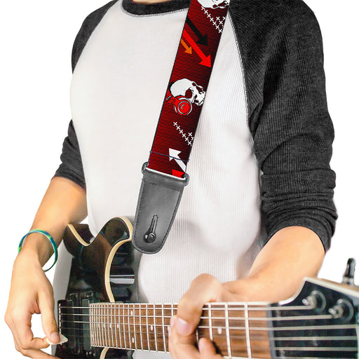 Guitar Strap - DJ Skulls Up Down Black Red Guitar Straps Buckle-Down   