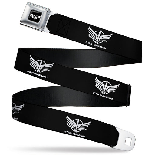 Lightyear Star Command Wings Logo Full Color Black/White Seatbelt Belt - Lightyear STAR COMMAND Wings Text Logo Black/White Webbing Seatbelt Belts Disney   