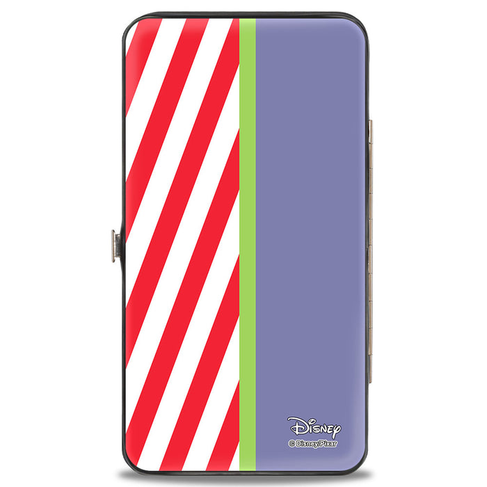 Hinged Wallet - Toy Story Buzz Lightyear Action Pose + Striping Red White Green Purple Hinged Wallets Disney   