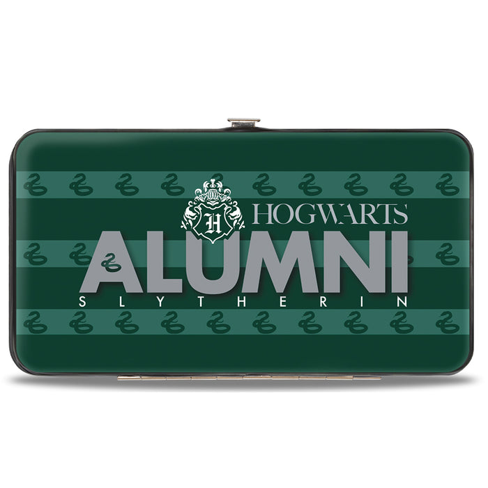 Hinged Wallet - HOGWARTS ALUMNI SLYTHERIN + Initial Monogram Snake Icon Stripe Greens White Grays Hinged Wallets The Wizarding World of Harry Potter Default Title  