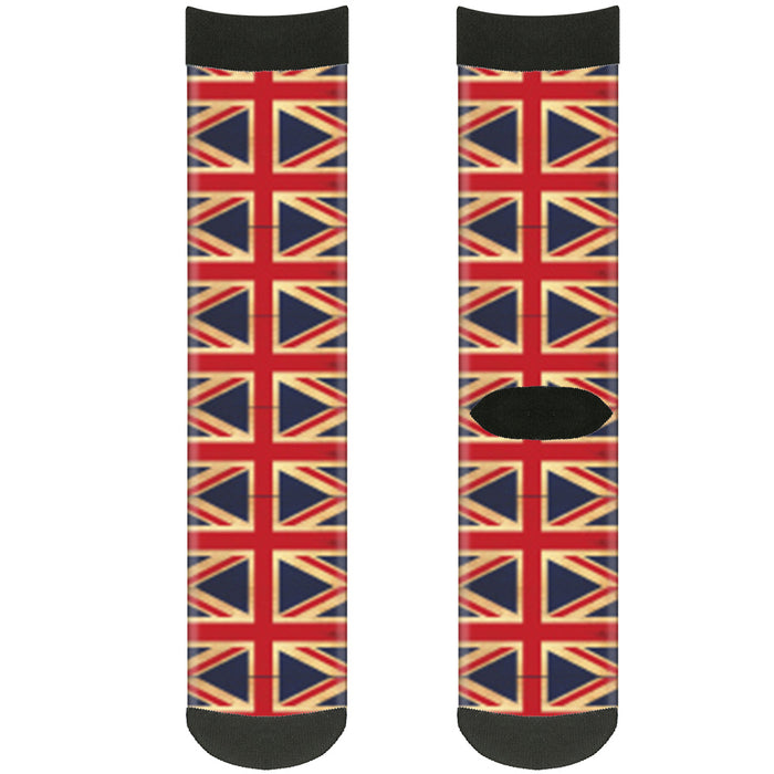 Sock Pair - Polyester - United Kingdom Flag Continuous Vintage - CREW Socks Buckle-Down   