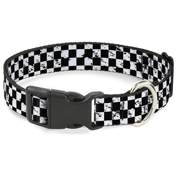 Plastic Clip Collar - Checker Weathered Black/White Plastic Clip Collars Buckle-Down   