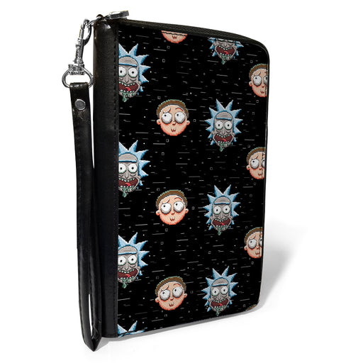Women's PU Zip Around Wallet Rectangle - Rick and Morty Pixelverse Expressions in Space Clutch Zip Around Wallets Rick and Morty   