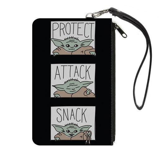 Canvas Zipper Wallet - SMALL - Star Wars The Child PROTECT ATTACK SNACK Pose Blocks Black Canvas Zipper Wallets Star Wars   