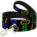 Dog Leash - Justice League Electric Logos Black/Multi Neon Dog Leashes DC Comics   