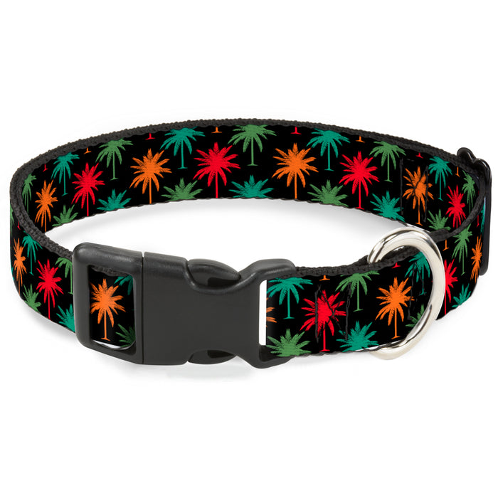 Plastic Clip Collar - Palm Trees Black/Multi Color Plastic Clip Collars Buckle-Down   