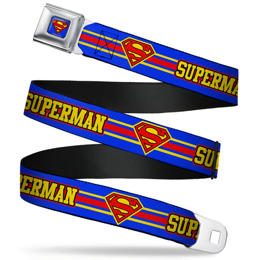 Superman Full Color Blue Seatbelt Belt - SUPERMAN/Shield Stripe Blue/Yellow/Red Webbing Seatbelt Belts DC Comics   