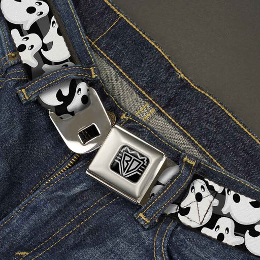 BD Wings Logo CLOSE-UP Full Color Black Silver Seatbelt Belt - Ghosts Scattered Black/White Webbing Seatbelt Belts Buckle-Down   