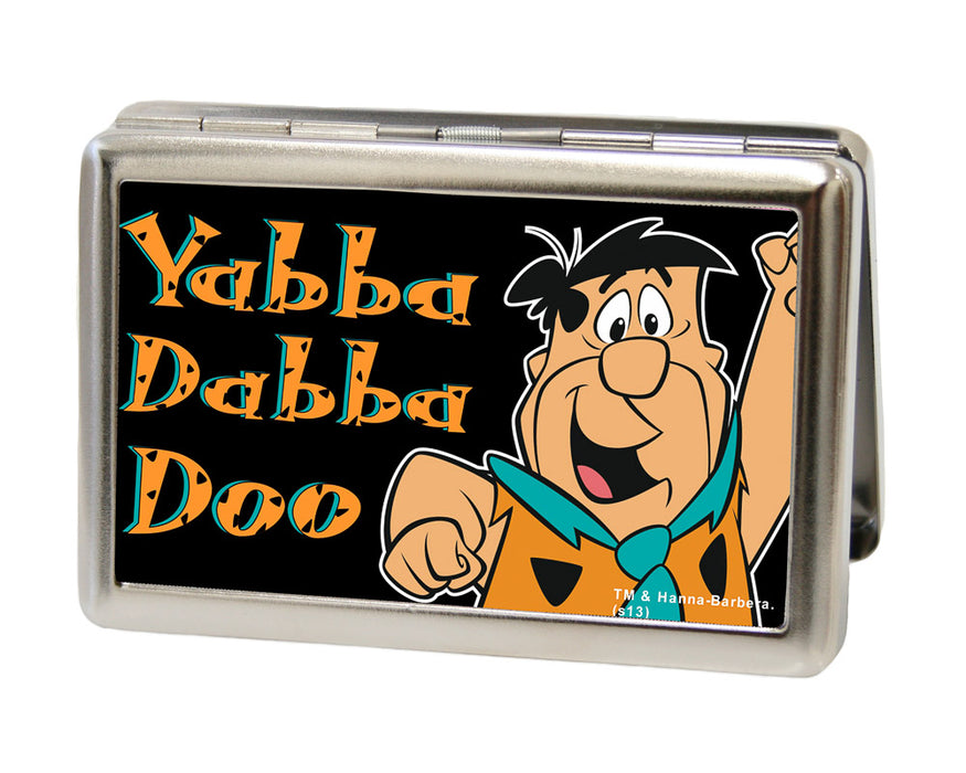 Business Card Holder - LARGE - Fred Pose YABBA DABBA DOO FCG Black Metal ID Cases The Flintstones   