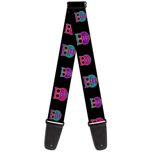 Guitar Strap - Owls Black Fuchsia Purple Turquoise Guitar Straps Buckle-Down   