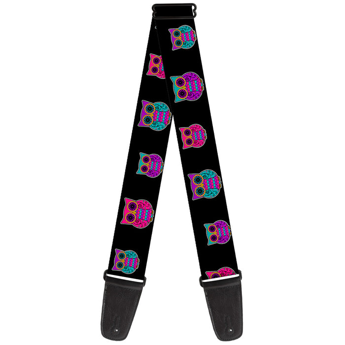 Guitar Strap - Owls Black Fuchsia Purple Turquoise Guitar Straps Buckle-Down   