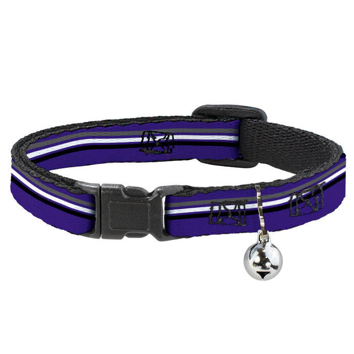 Cat Collar Breakaway - Racing Stripes Purple Gray White Black Breakaway Cat Collars Buckle-Down   