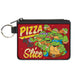 Canvas Zipper Wallet - MINI X-SMALL - Classic TMNT Turtles Pose16 PIZZA BY THE SLICE Reds Yellows Canvas Zipper Wallets Nickelodeon   