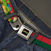 Classic TMNT Logo Full Color Seatbelt Belt - Classic TMNT 4-Turtles Pizza Party Stripe Red/Green Webbing Seatbelt Belts Nickelodeon   