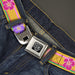 BD Wings Logo CLOSE-UP Full Color Black Silver Seatbelt Belt - Hibiscus w/Stripes Gold/Multi Pastel Webbing Seatbelt Belts Buckle-Down   