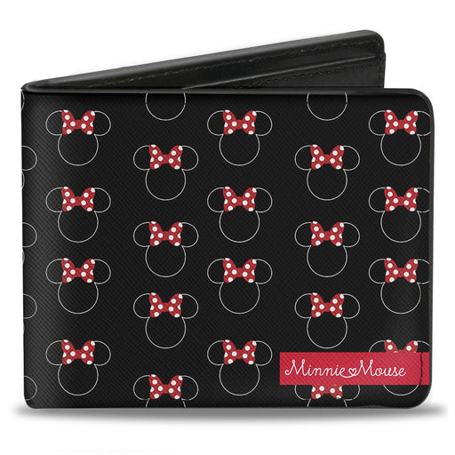 Bi-Fold Wallet - Minnie Mouse Icon Monogram MINNIE MOUSE Banner Black White Red Bi-Fold Wallets Disney   